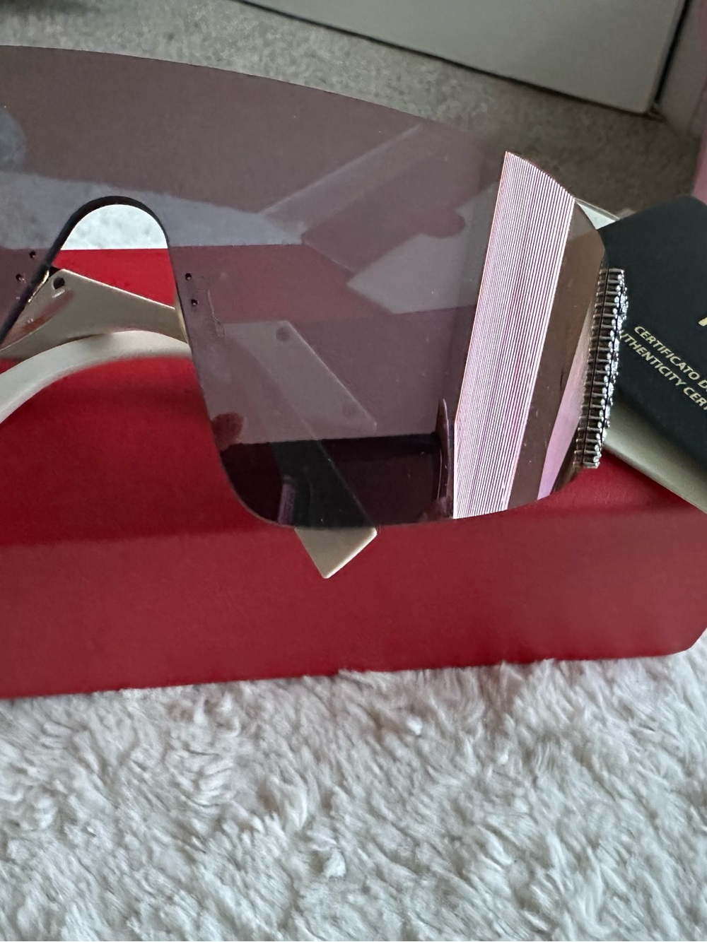 Fendi Crystal Mirrored Shield Sunglasses Pink Oversized Authentic